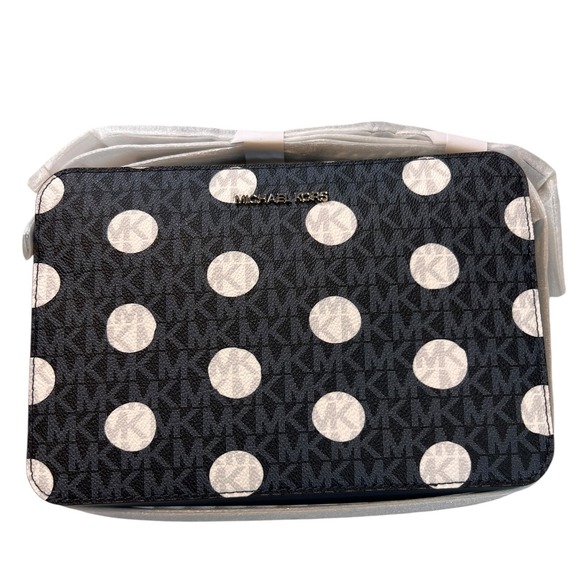 Michael Kors Jet Set Item Crossbody Bag Navy Polka Dot Large NWT - Picture 6 of 15